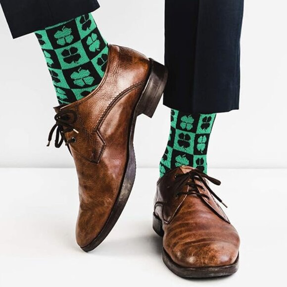 Men's Crew Socks Four Leaf Clover / St Patrick's Day / Lucky  - NWT - Picture 4 of 8